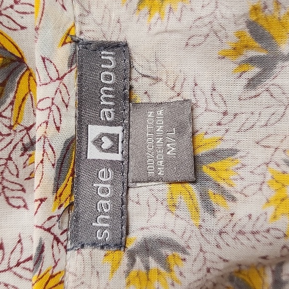 Shade Amour 100% Cotton Tiered Floral Print Tie Front Short Sleeve Mini Dress L - Picture 10 of 12